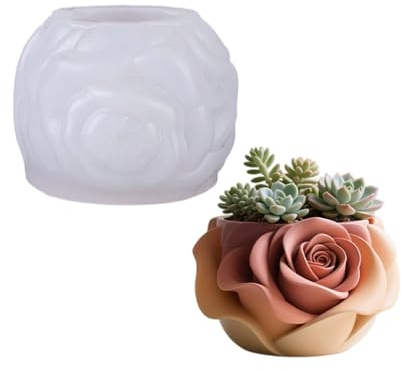 Flexibles Rosen-Silikon für Zementharz, Schmuck, Geschirr und Heimdekoration, Silikon-Rosen-Blumentöpfe
