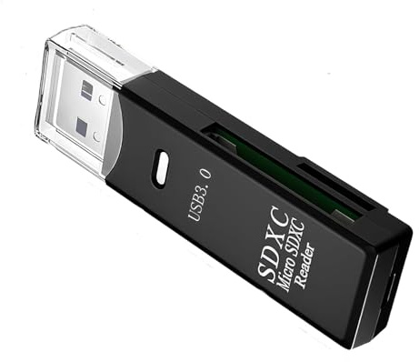 Double Card Slot Reader USB 3.0 Micro SD, High-Speed Data Transfer Memory Card Adapter (Black)
