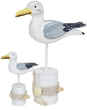 Möwe auf Poller, 20cm Maritime Dekoration