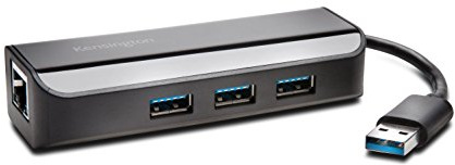 Kensington Ethernet Anschlussadapter UA3000E, USB 3.0 auf 10/100 Ethernet Adapter mit 3 USB Anschlüssen, K33982WW