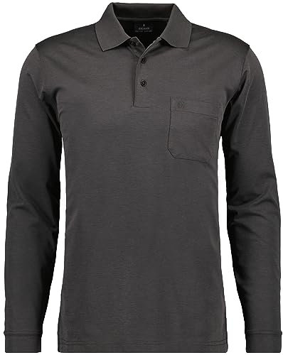 Ragman Herren Softknit-Polo Langarm, Anthrazit, 6XL