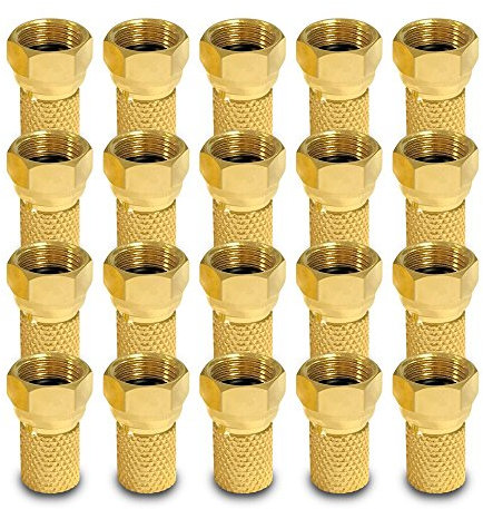 ARLI 20x F-Stecker vergoldet 7 – 7,4 mm – Sat Antennen TV Koaxialstecker mit breiter Mutter & Dichtring | Für LNB Multischalter Receiver Antennentechnik