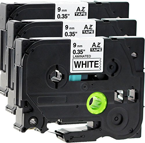 3x Schriftbandkassette für Brother TZe-221 schwarz auf weiß 9mm breit x 8m lang laminiert für P-Touch 1000W 1010 2470 2730VP 7100VP 7600VP H100R H105WB H150WB H300 D200VP D400 D600VP P750W