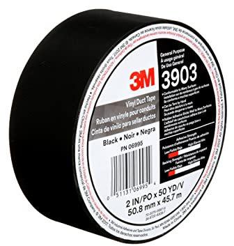 3M 06995 Vinyl Duct Tape 3903, schwarz, 5,1 cm x 45 m, 6,5 mil