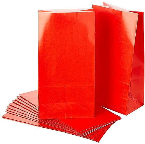 Rote Papiertüten (Packung mit 12)