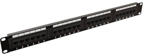 rhinocables CAT6 Network Patch Panel Rack Holder Mountable RJ45 (24 Port) | Durable and Reliable: Crafted from robust stainless steel, this patch panel offers enduring performance; a must have for