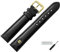 MARBURGER Uhrenarmband 16mm Leder Schwarz Gold Glatt Mit Naht - Montage Set 1001610000220