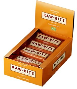 RAWBITE Riegel Cashew – Bio Frucht-Nuss Riegel ohne Zuckerzusatz (12x50g) | 100 % Bio & veganer Frucht-Nuss-Riegel mit Cashews & Datteln. Ohne Zuckerzusatz, gluten- & laktosefrei. Ballaststoffreich.