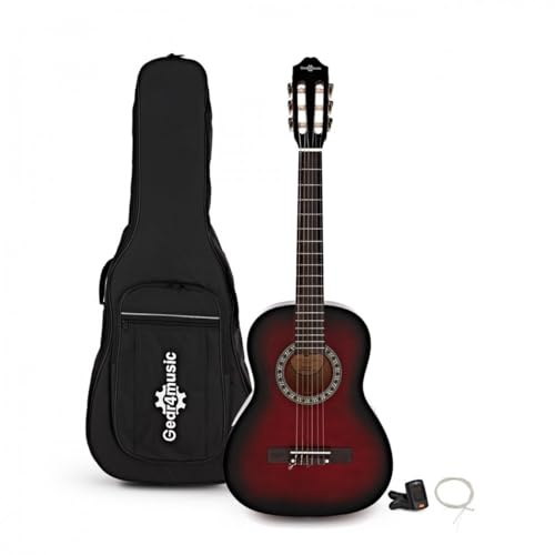 3/4 Classical Guitar Pack, Redburst, by Gear4music | For younger beginners just starting out, warm nylon string tone, gig bag/tuner/strings included