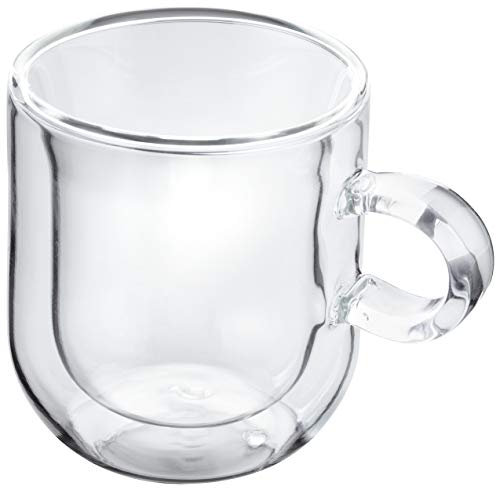 Judge Double Walled Glass Coffee Cups with Handle 75ml for Espresso, Hollow Vacuum Sealed, Hand Made, Heat Resistant
