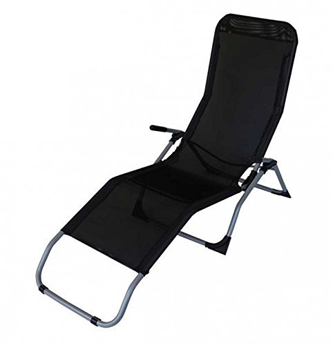 Gartenmoebel Gesundheitsliege Sylt schwarz faltbar Stahl + Kunstgewebe Gartenliege Sonnenliege