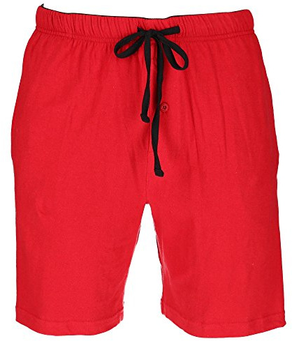 Hanes Mens Big & Tall Jersey Knit Cotton Button Fly Pyjama Sleep Shorts, 4X, Red