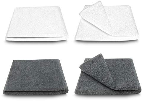 ARLI Handtuch 100% Baumwolle 4 Handtücher 2 x Weiss + 2 anthrazit Set Serie aus hochwertigem Rohstoff Frottier klassischer Design elegant schlicht modern praktisch mit Handtuchaufhänger 4 er Stück