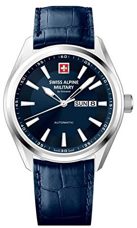 Swiss Alpine Military by Grovana Herrenuhr mit Lederband ETA 2836-2 Automatik Saphirglas 10 ATM DayDate 7090.2535SAM