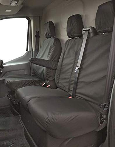 Streetwize SWVSC1 Tailored Van Seat Protectors Set – Black, Waterproof Polyester Car Seat Cover with Elasticated Hems, Central Zip
