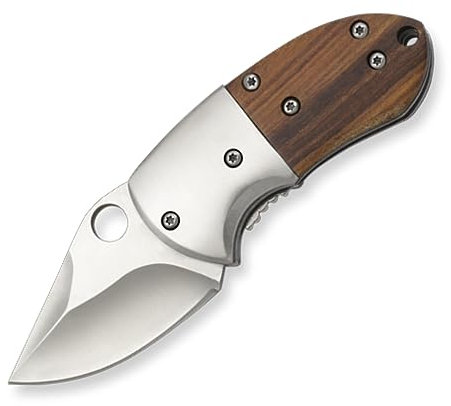 Coltello da tasca EDC con lama in acciaio inox da 5 cm e impugnatura in legno per caccia, pesca, campeggio, outdoor, sopravvivenza e bushcraft