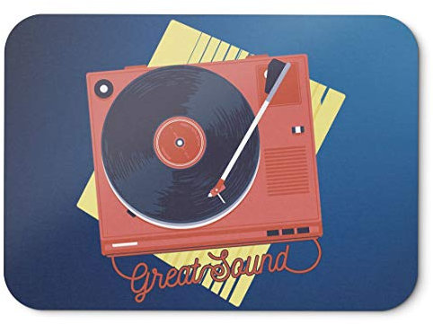 BLAK TEE Vintage Vinyl Turntable Mouse Pad 18 x 22 cm in 3 Colours Blue