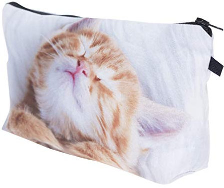 LKMY Trousse de maquillage,trousse de toilette portable,pinceaux, stylos et crayons étui de rangement avec dessin animé, motif de chat animé, pochette de rangement de maquillage pour femmes et filles