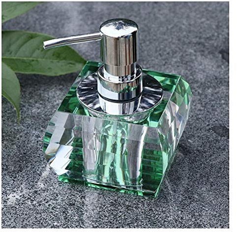 Panalaka Kristallglas Seifenspender Aufsatz- Dekorative Lotion Pump Badezimmer Küche Shampoo Lotion-Flasche Home Decoration 180ml (Color : Green)