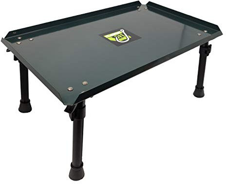 Carp On - Table de bivouac classique avec surface en métal entièrement réglable et pieds en caoutchouc antidérapants