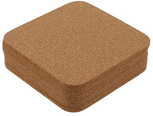 EXCEART 10pcs Handmade Square Cork Coasters Heat Insulation Cup Mats for Home Decor for Diy Crafts Protects Furniture From Scratches