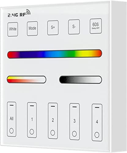 BTF-LIGHTING WR01RF Wireless 2,4G RF 4 Zonen RGB/RGBW/RGBCCT Wandmontage Smart Panel Fernbedienung Angetrieben durch 2pcs AAA Batteries 3V Arbeit mit LM052 LM053 C03W C04W C05W usw Controller