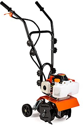 AMC Motorhacke Motorhacke mit 2-Takt-Verbrennungsmotor mit 65 cc und 3,7 PS Leistung mit einer Breite des Arbeitsradius von 30 cm und einer Tiefe von 15 cm Hacken aus verstärktem Stahl