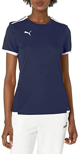 PUMA Damen Teamliga Jersey Hemd, Peacoat, Weiß, X-Groß