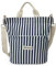 MAYMOONER Streifen Canvas Bag Damen Große Umhängetaschen Lässige Schulter Tote Handtaschen Blau