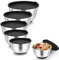 Joyfair Salatschüssel mit Deckel Set, 6-teiliges Edelstahl Schüssel - 4.6L/ 2.8L/ 2.5L/ 1.6L/ 1.5L/ 0.7L, Rührschüssel für Backen/Kochen/Zubereitung, Stapelbar & Spülmaschinenfest (Schwarz)