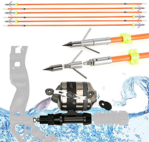 surwolf6pcs Bogenschießen Angeln Arrow Set Bogenangeln Spincast Rolle Bogenschießen Bogen Angelnrolle Glas Faser Pfeil Angeln Jagdpfeil Angelbogen