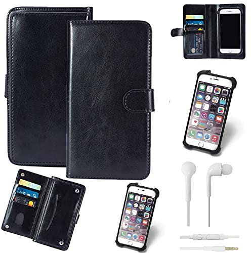 K-S-Trade Protective Case For Huawei Honor 8S Wallet Case Compatible With Huawei Honor 8S With Headphones Card Holder Magnetic Closure Flip Case Cover Black 1x