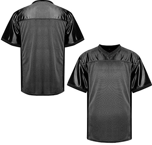 MESOSPERO Blanko-Fußballtrikot für Herren, 90er-Jahre, Hip-Hop, für Party, Training, Sport, T-Shirt, Schwarz, Weiß, Rot, Grün, S-3XL (blanko-schwarz, XL), #Blank-Schwarz, XL