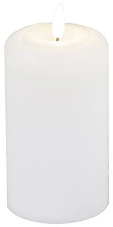 formano LED-Wachskerze weiß 7x12 cm 3D Flackereffekt & Timer 6Std an/ 18Std aus - realistisches Kerzenlicht aus Echtwachs für Wohnzimmer, Tisch & Deko - batteriebetrieben Flackerkerze