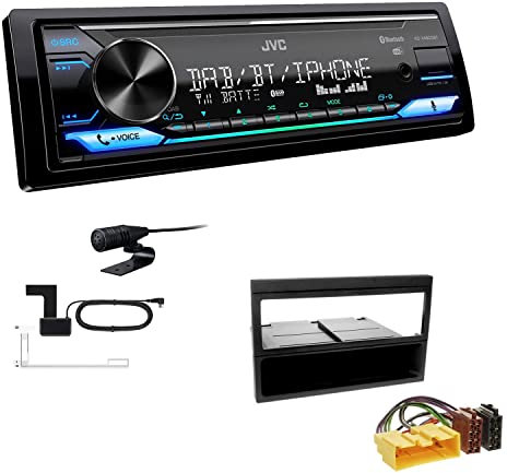 JVC KD-X482DBT 1-DIN Autoradio Media Receiver Digitalradio DAB+ Bluetooth Amazon Alexa USB Einbauset passend für Mazda 323 VI Facelift 2000-2003 schwarz