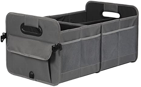 AOKJOY Car Trunk Organizer Foldable with Multiple Compartments Adjustable Straps Car Organizer for SUV (Grey)