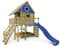 Wickey Stelzenhaus Smart Lakehouse mit Schaukel & Blauer Rutsche, Kletterturm, Spielhaus, Spielturm, Baumhaus mit Sandkasten, Kletterleiter & Spiel-Zubehör