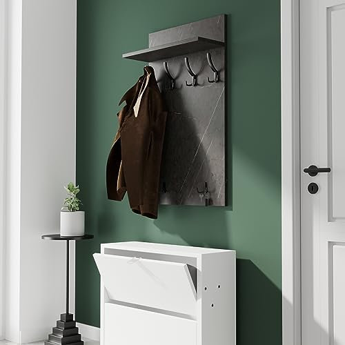 AKKE Garderobenpaneel Wandgarderobe Mit Ablage Wandpaneel Garderobe PVC Maxi Goldenes Craft 100cm x 60 cm