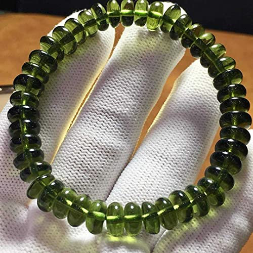 Moldavit grünes Gras Kristall Roundelle Moldavit Armband 6/8/10mm 17cm FPPJ Großhandel Perlen Natur,SBuTTON774w (Color : 6.5mm)