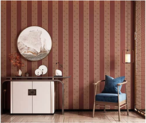 CULTS Rot Vliestapete 9,5 m x 0,53 m Chinesischer Stil Tapete Modernes Design Streifen Tapete für Flur Wohnzimmer Schlafzimmer Büro