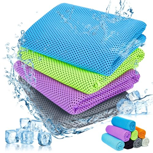 Brovamo Kühltücher 4 Stück 90X30cm Kühlhandtuch Cooling Towel Kühltuch Cool Towel für Yoga, Strand, Golf, Reisen, Fitnessstudio, Sport, Camping Cool down Towel kühlendes Handtuch(set2)