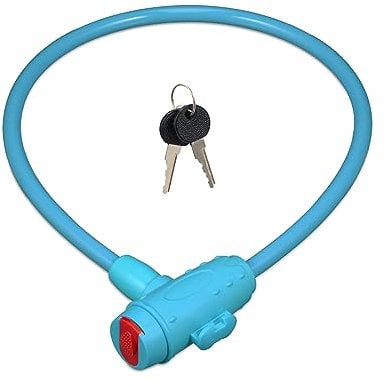 Relaxdays Fahrradschloss Kinder, 2 Schlüssel, 70 cm lang, Kinderschloss für Fahrrad & Roller, Kinderfahrradschloss, blau