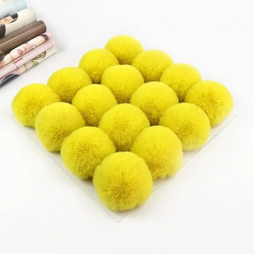 SYSUII 10 Stück 8cm Kunstfell Pompon Fellbommel Kunstfell Bommel Pompon Pom Ball DIY Fell Pom Poms für Damen Mädchen Mützen Beanies Tasche Weihnachtsdekoration Schlüsselanhänger Dekoration -Gelb
