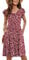 MOLERANI Damen Kurzarm V-Ausschnitt Button-Down Midi Skater Kleid mit Taschen Extra Floral Rot L