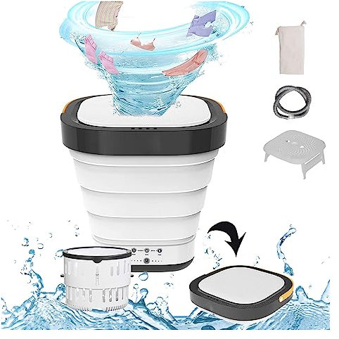 Juego de Lavadora y Secadora portátil con 2 Modos de Secado y UV, Mini Lavadora portátil con Rueda de Ondas 4D, Alta Potencia para Apartamentos, vehículos recreativos, Viajes, Ropa