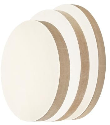 PATIKIL 6 8 10 Wood Panels Board, Unfinished Round Art Wood Canvas Panel Painting Boards for DIY Craft Painting Use, Wood Color