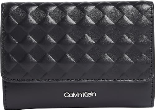 Calvin Klein Calvin Mini Quilt Small Trifold Damen Geldbörse, schwarzes, Tek Beden, Casual