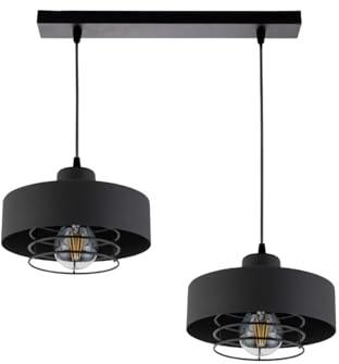 KAR LIGHTING Pendelleuchte 2-flammig aus Metall in Schwarz, höhenverstellbar | E27 Fassung | LED geeignet | Hängelampe für Wohnzimmer, Esszimmer, Küche, Büro oder Schlafzimmer