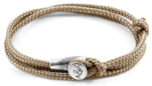 ANCHOR & CREW Sandbraunes Dundee Silber Und Seil Armband - Mann - Einheitsgröße