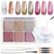 U-Shinein Chrome Nail Powder Set, 6 Color Chrome Glitter Powder, Metallic Chrome Powder Kit, Semi Solid Modeling Gel with Nail Brush, Silicone Nail Brush for Nail Art Nail Design, 02